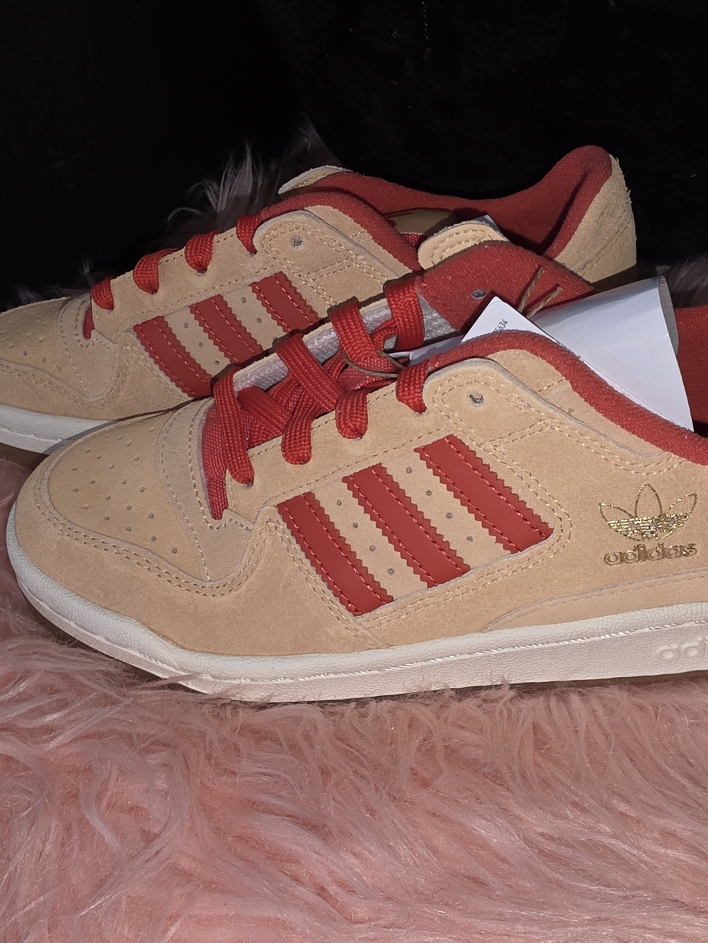 adidas Kids Peach and Red Suede Sneakers